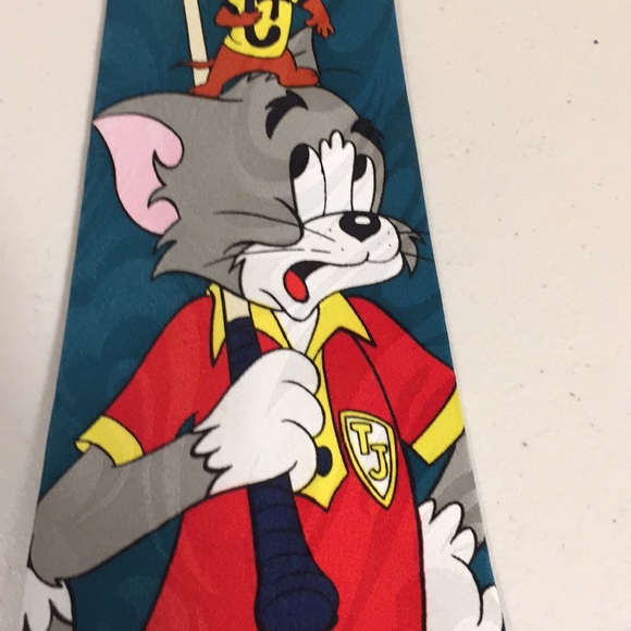 Tom & Jerry Cartoon Tie Green / Blue Vintage 1994 - Picture 3 of 13